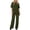Army Green, variant on Athletic Outfit Sets 2 Piece Women Solid Oversized Crew Neck Short Sleeve Top Drawstring Wide Leg Pants Brown XL