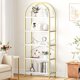 thumbnail image 1 of 5 niveles arched metal estante de libros: de altura blanca abiertos almacenamiento rack para dormitorio, sala de estar, y oficina, 1 of 10