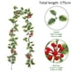 thumbnail image 2 of Guirnalda navideña de frutos rojos con piñas, guirnalda de frutos artificiales, adornos navideños para chimeneas de interior y exterior, vacaciones de invierno, decoración navideña para el, 2 of 5
