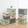 thumbnail image 5 of Tutuviw - Cajas de almacenamiento plegables grandes con tapa, organizadoras para armario y ropa, para el hogar y la oficina, 1 unidad, color beige, 5 of 5