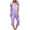 Purple, variant on Jamicy Women Lounge Sets Gift for Wife Women's Casual Floral Print Short Sleeved Round Neck Capri Pajamas Set Lounge Sets Sleepwear
