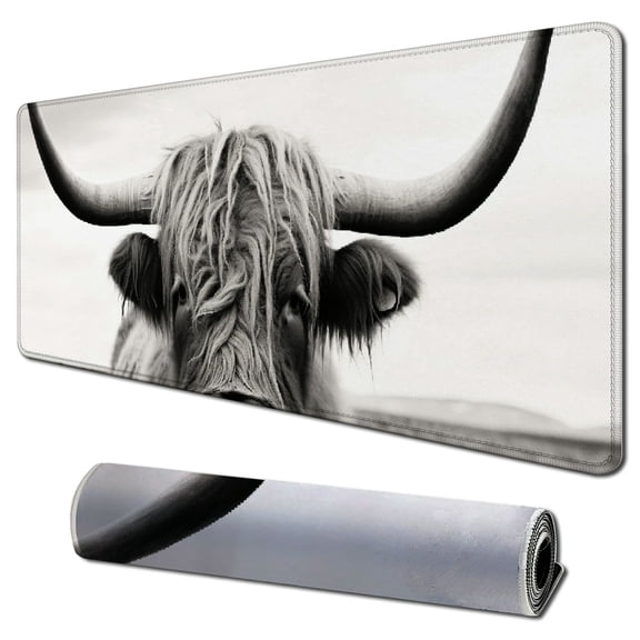 Heduofu Rectangle Mouse Pad, Highland Cattle Premium-Textured Custom Mouse Mat Design,Washable Mousepads Lycra Cloth,Non-Slip Rubber Base Computer Mousepad Personalized for Wireless Mouse 31.5x11.8 in