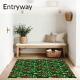 thumbnail image 3 of ODIKA 3'x5' Machine Washable Non-Slip Area Rug, Elegant Holly Leaf and Berry Motif Seasonal Floor Covering Pair High Traffic Rug, Green, 623654, 3 of 7