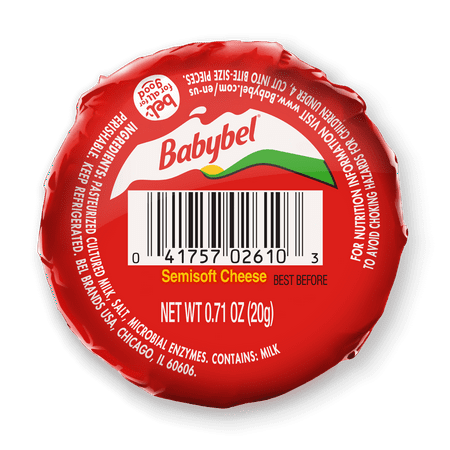 Babybel Original Grab and Go Snack Cheese, 1ct, Plastic Wrapped Cheese Round, Refrigerated