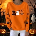 thumbnail image 5 of Aimik Halloween Sweatshirt Women Ghost Pumpkin Letter Print Fall Winter Long Sleeve Crewneck Pullover Top, 5 of 5