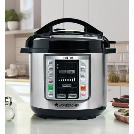 Wonderchef 6 Quart Indian Cooking Multi-use Programmable 7-in-1 Stainless Steel Pressure Cooker, Steamer, Yogurt Maker, Sauté, Rice Cooker, Warmer and Slow Cooker; 6-quarts