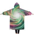thumbnail image 2 of Oversized Wearable Blanket Hoodie,Colorful Spiral Pattern Sherpa Blanket Hoodie with Super Pockets,Super Warm Fuzzy Pullover for Women & Men, 2 of 6