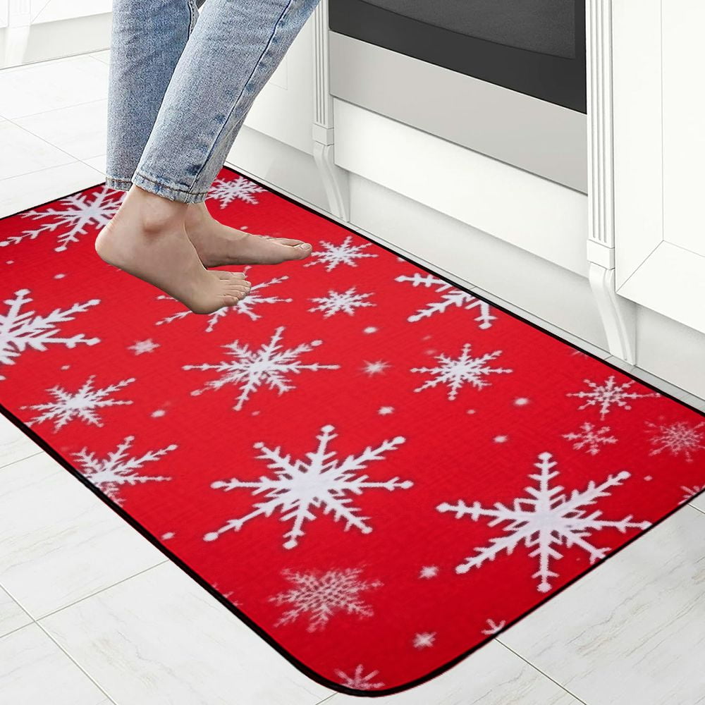 Qinduosi Mats, Christmas Doormat, Front Back Mat Rubber Backing, Non Slip, Indoor &amp; Outdoor, Waterproof, Use for Entry, Patio, Areas, Snowflakes 19.68*47.24 in