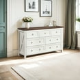 thumbnail image 2 of Vastcury Farmhouse 7 Drawers Dresser for Bedroom, 54" Wood Rustic Dresser TV Stand, Storage Cabinet for Living Room Hallway, Antique White, 2 of 16