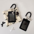 thumbnail image 4 of Premium Black Leather Card Holder with Heart Keychain, Portable ID Badge Sleeve and Protective Card Cover with Spiral Wrist Strap, 4 of 6