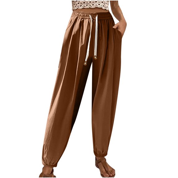 Bigersell Ripped Distressed Denim Pants Full Length Pants Women's Comfortable Fashion Solid Color Casual Printed Elastic Waist Tunic Pants Ripped Distressed Pants for Ladies