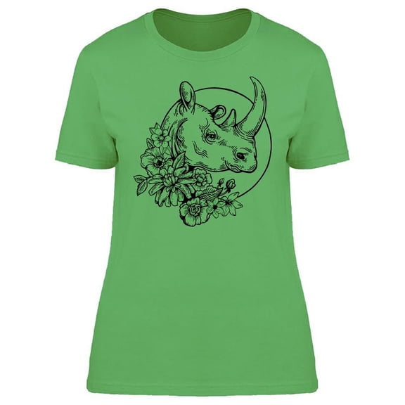 Rhinoceros Flower Wreath Tee Women's -Image by Shutterstock