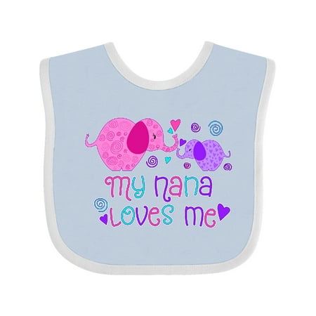 

Inktastic My Nana Loves Me- Cute Elephants Boys or Girls Baby Bib