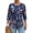 Dark Blue Wildflowers, variant on Cuteduck Women Plus Size Printed Tunic 3/4 Sleeve Fall Pleated Round-neck Casual Loose Ruffled Top 1X-5X