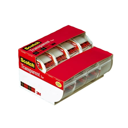 Scotch Transparent Tape, 3/4 in. x 850 in., 4 Dispensers/Pack