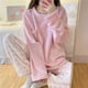 thumbnail image 5 of Ropa de dormir de franela para Mujer, Conjunto de Pijamas de terciopelo para invierno, 2 piezas, Pijamas cálidos con forma de corazón, ropa de descanso informal para Mujer, 5 of 5
