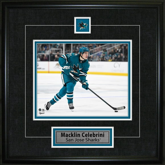 Macklin Celebrini Framed Pin & Plate San Jose Sharks
