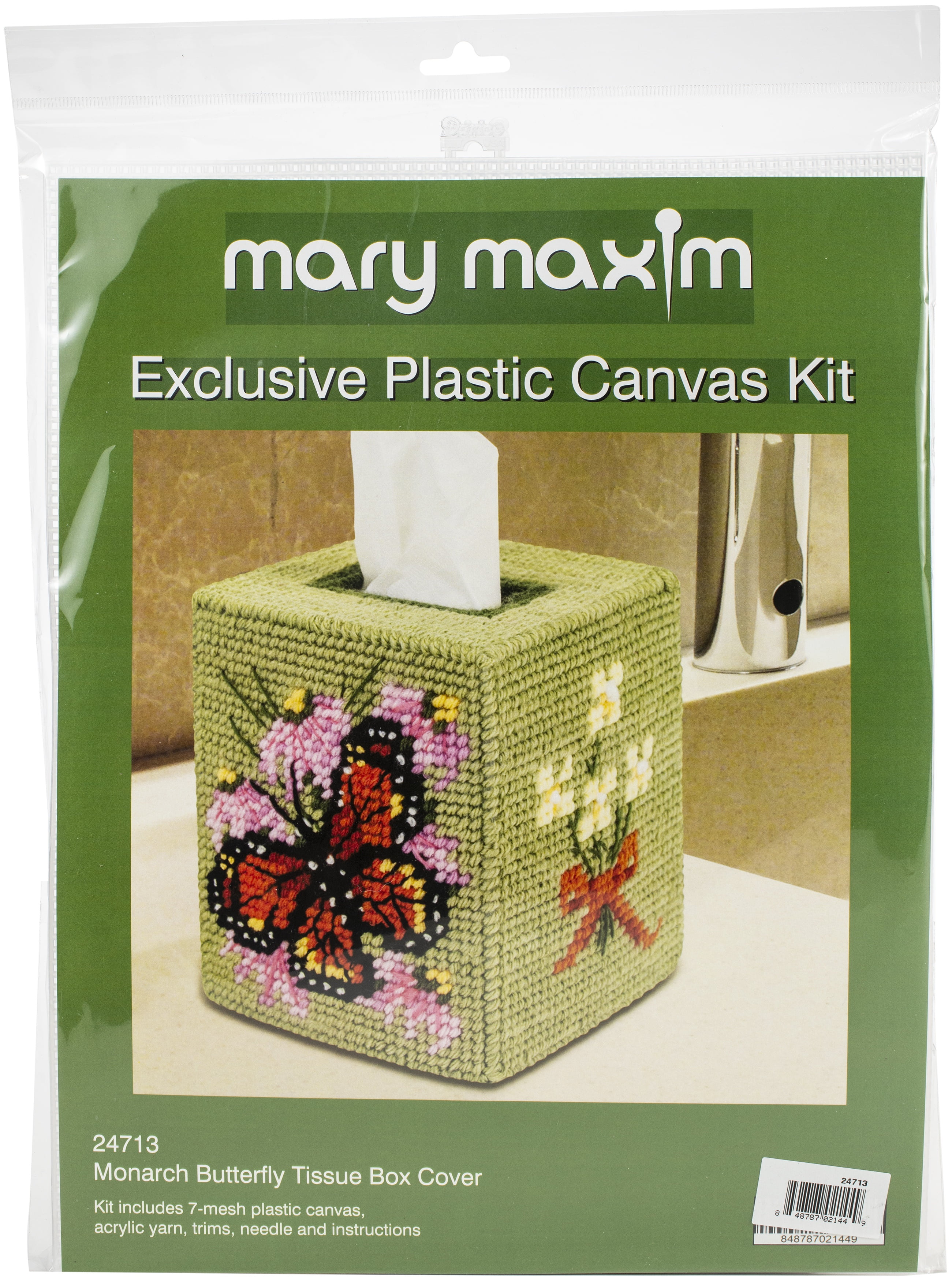 Mary Maxim Plastic Canvas Tissue Box Kit 5"-Tree 7 Count -17886 Embroidery & Cross Stitch
