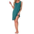 thumbnail image 2 of INSPIRE CHIC Women's Sleeveless Nightgown Sleep Shirts Sleepwear Pleated Front Nightshirt Round Neck Tank Nightdress L Green, 2 of 6