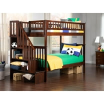 AFI Woodland Twin Over Twin Solid Wood Staircase Bunk Bed, Walnut