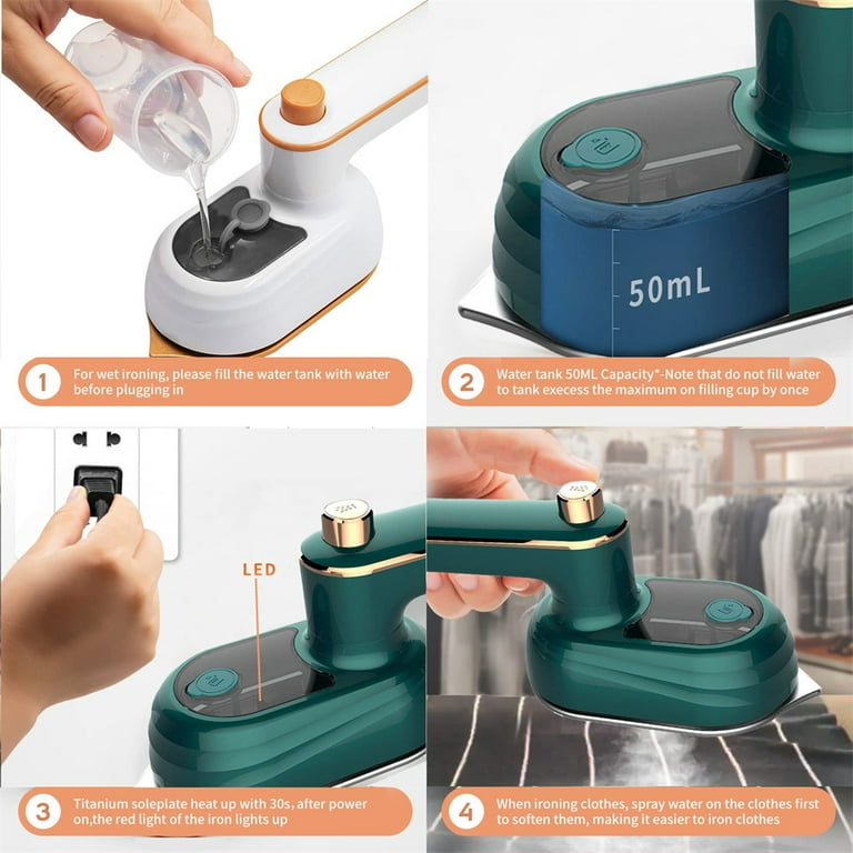 Portable Mini Ironing Machine, 180 Degree Rotatable Handheld Steam