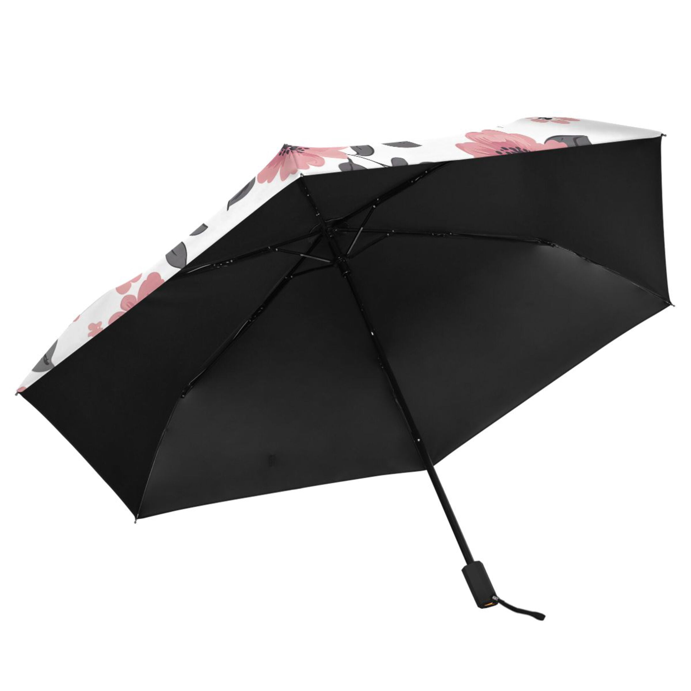 ALAZA Dog and Flowers UPF 50+ Compact Folding Umbrella for Rain Travel Umbrella Packable