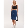 thumbnail image 3 of DARING DIVA Women's Denim Pockets Knee Length Jean Skirts XX-Large Deep Blue, 3 of 7