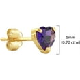thumbnail image 4 of 14k Yellow Gold Purple Amethyst Heart Shape Stud Earrings for Women with Push Backs 5mm February Birthstone by MAX + STONE, 4 of 4