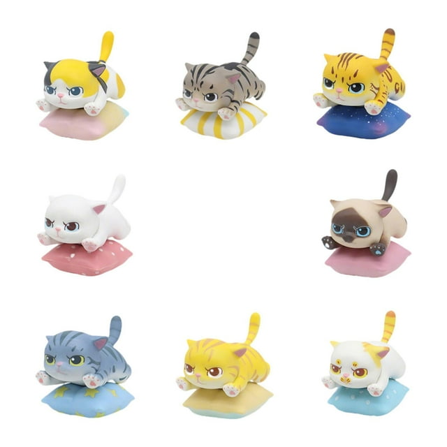 8 figuras de gato en miniatura, creativas y realistas. 4 cm x 6 cm x 5 cm