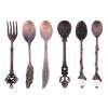 Batería de Cocina 6 unids/set cuchara de café Vintage Metal tallado fruta tenedor pastel cubiertos (cobre Likrtyny Libre de BPA
