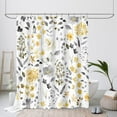 thumbnail image 2 of Small Stall Shower Curtain 36 x 72 Inch, Half Narrow Yellow Grey Floral Shower Curtain for Bathroom, Watercolor Flower Butterfly Fabric Shower Curtain Set with Hooks, 2 of 6