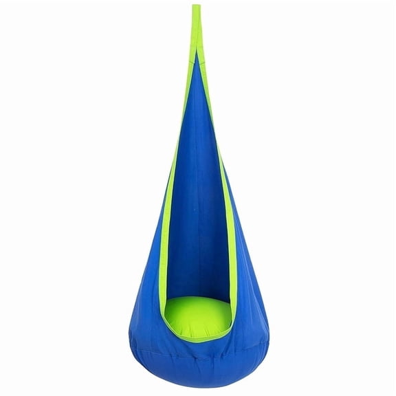 Kids Pod Swing Seat, Hanging Hammock Chair with Inflatable Pillow, Sensory Swing for Indoor and Outdoor Use（Blue）