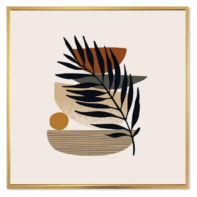 Designart Tropical Leaf Silhouettes and Shapes IV FLOAT FRAME WALL ART