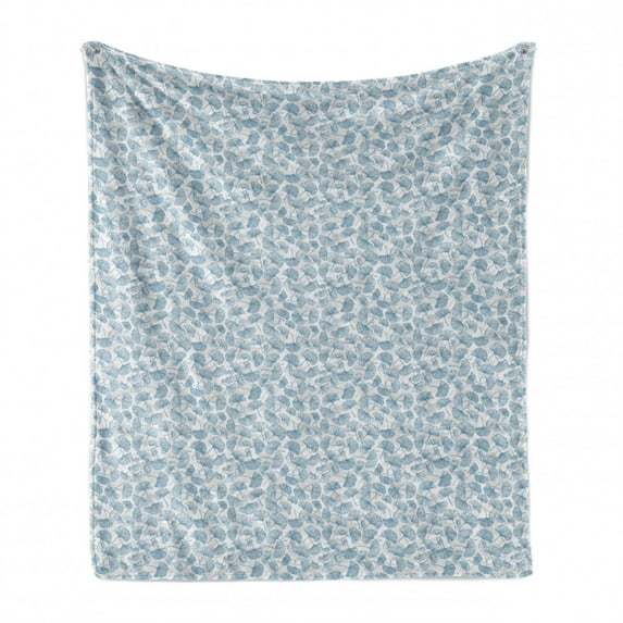 Gingko Soft Flannel Fleece Throw Blanket, Flower Bouquet Leaves Vintage Style Feminine Flourish Bohemian Design, Cozy Plush for Indoor and Outdoor Use, 60" x 80", Slate Blue Coconut, by Ambesonne