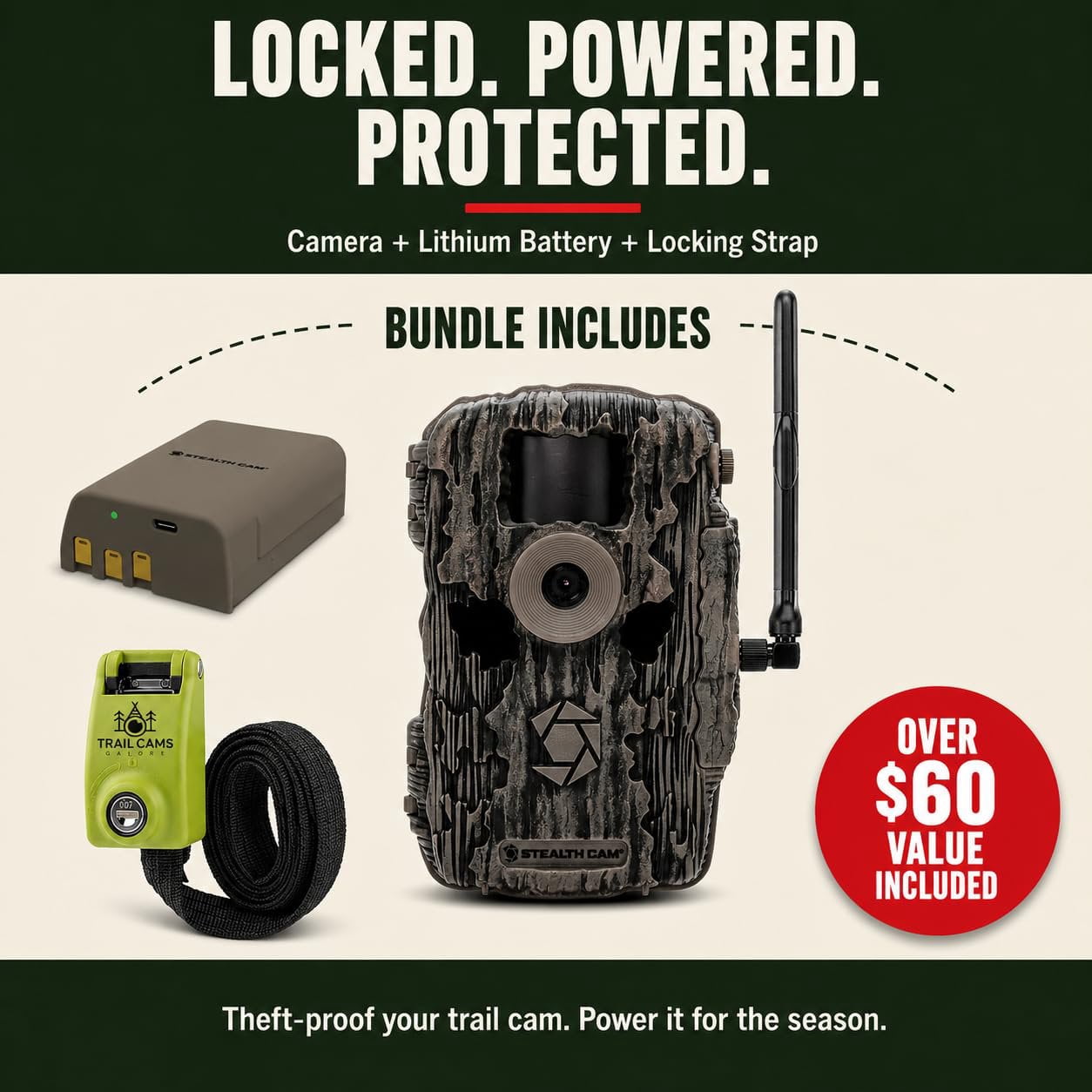 Stealth Cam Fusion MAX Dual Sim 36MP Photo & 1080P HD Video, 0.35 Sec Trigger Speed, App-Controlled Hunting Cellular Trail Camera, AT&T & Verizon, Lithium Battery and Six Foot Steel Strap