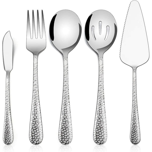 Hammered Serving Utensils, Vesteel 5Piece Stainless Steel Hostess