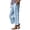 Blue, variant on Linen Pants Women Petite Ankle Length Straight Leg Cropped Pant Summer Elastic Waist Lightweight Casual Trousers With Pockets Blue L