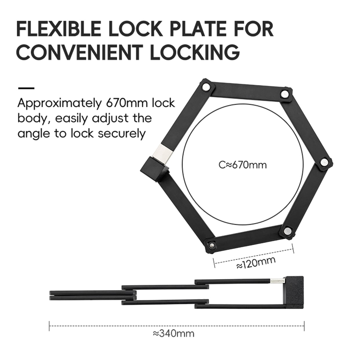 ROCKBROS Bicycle Key Lock,Foldable and Portable Bike Locks