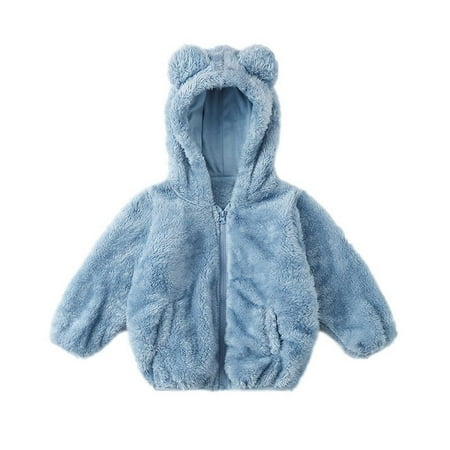 

Tagold Fall Savings Clearance Winter Coats for Toddler Baby Boy Girls Solid Color Plush Cute Bear Ears Winter Hoodie Thick Coat