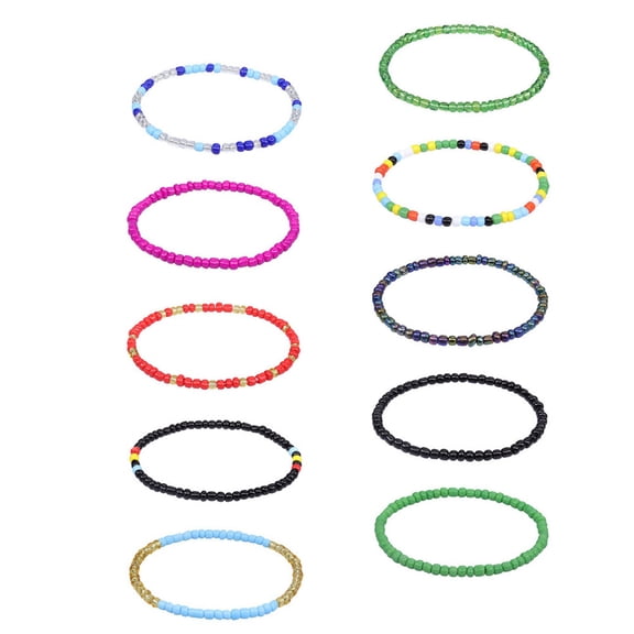 KONTONTY 10Pcs Beach Anklet Beaded Ankle Jewelry Bohemian Style Festival Accessory