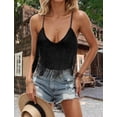 thumbnail image 5 of Aivtalk Womens Tops Fringe Tank Western Sleeveless V Neck Camisole Country Concert Outfits Slim Fit Spaghetti Strap Summer Shirts Black M, 5 of 8