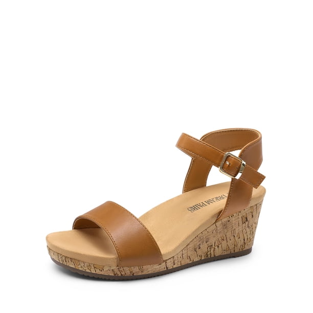 Sandalia DREAM PAIRS NINI-8 Camel Plataforma Cuña 7.5