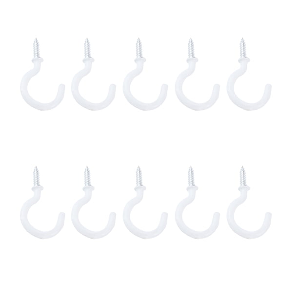 LC LICTOP 10Pcs Vinyl Coated Ceiling Hooks for Hanging Plants Q-Shape Kitchen Yard Hooks White 1-1/4