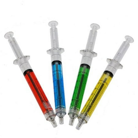 Novelty Liquid Filled Syringe Pens Ballpoint Pen for Students Gift 4Pcs/Pack Liquid (Best Pens For College Students)