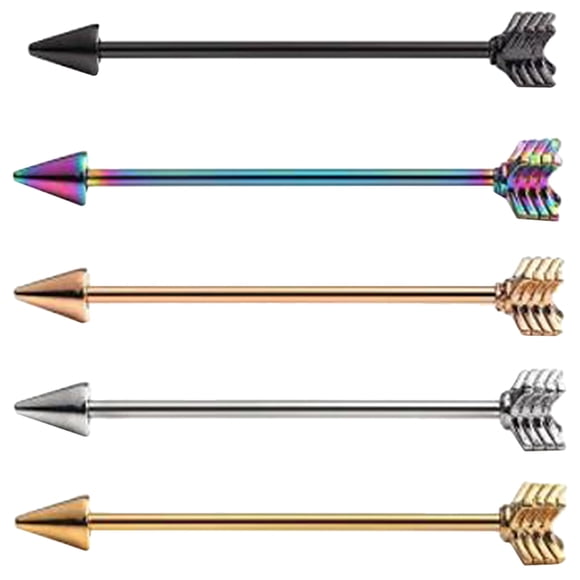 5Pcs Stainless Steel Industrial Barbell Earring Cartilage Body Piercing Jewelry
