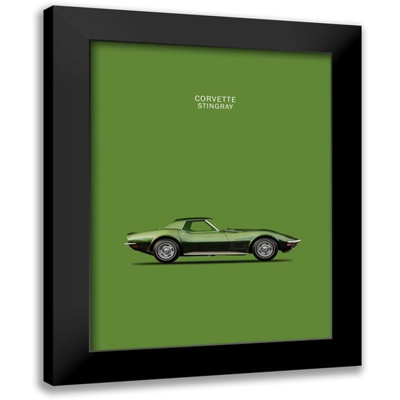 Rogan, Mark 12x14 Black Modern Framed Museum Art Print Titled - Corvette Stingray 1970 Green
