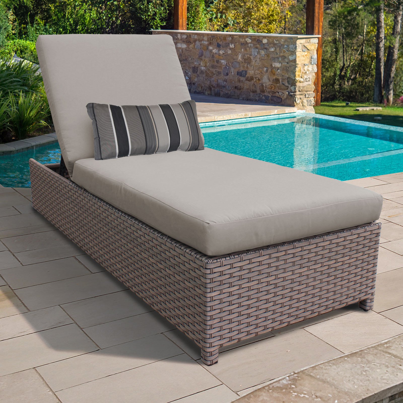 TK Classics Florence Wheeled Wicker Outdoor Chaise Lounge Chair - image 5 of 11
