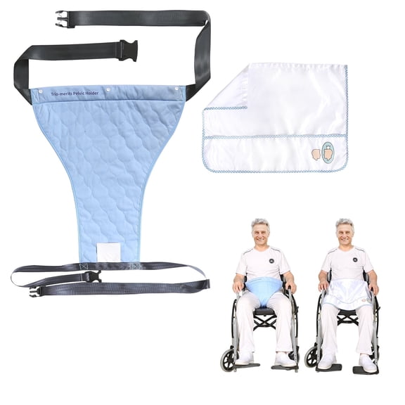 EHUELDER Wheelchair Safety Strap with Absorbent Apron – Adjustable Fall Prevention Belt for Seniors, Incontinence Protection, Washable & Reusable