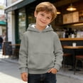 thumbnail image 3 of Ticikt Hooded Sweatshirt for Kids with Drawstring Soft Gym Hoodie for Girls and Boys Comfortable Everyday Wear,Color:Grey, 3 of 6