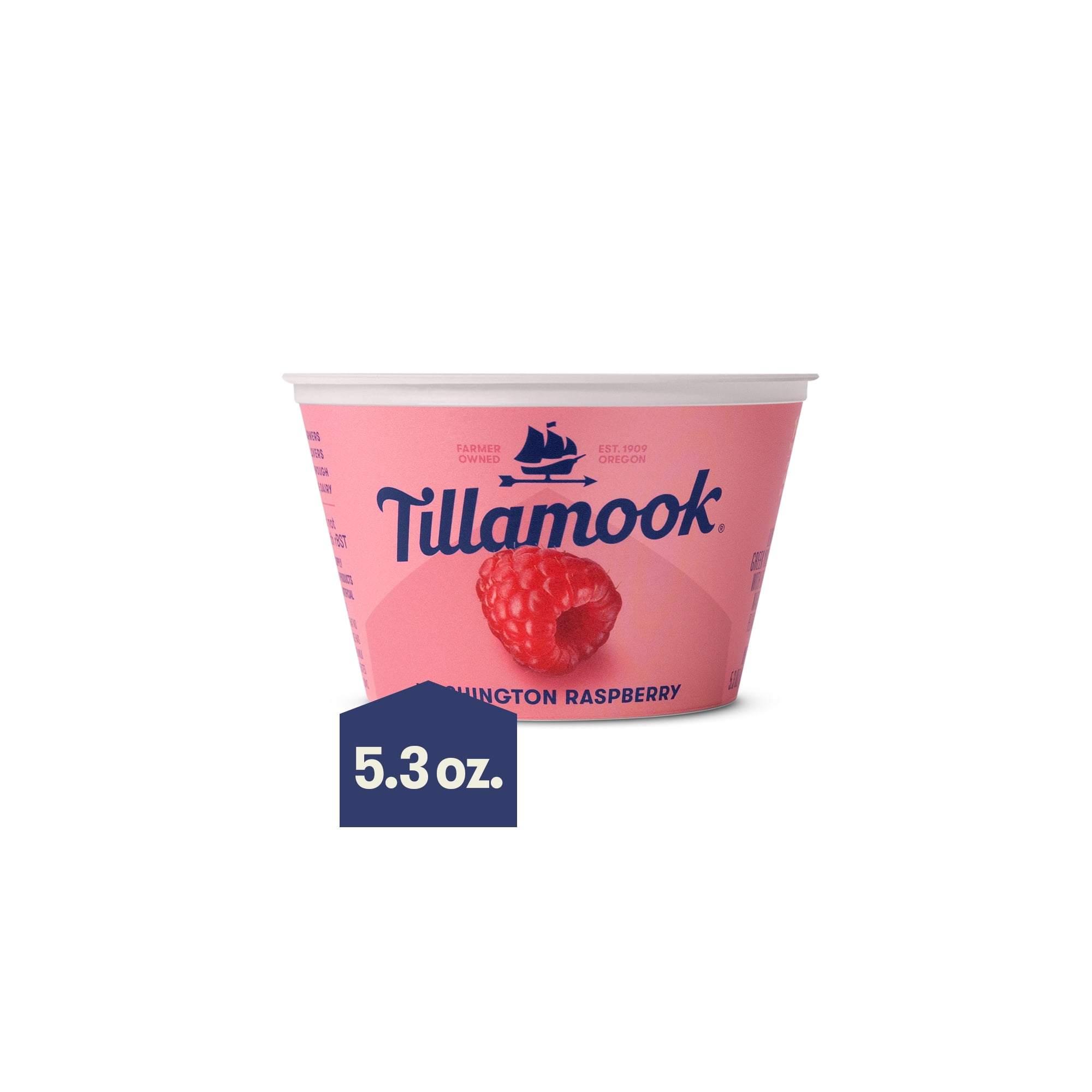 Tillamook Washington Raspberry 2% Greek Yogurt, Fruit on Bottom, 5.3 oz